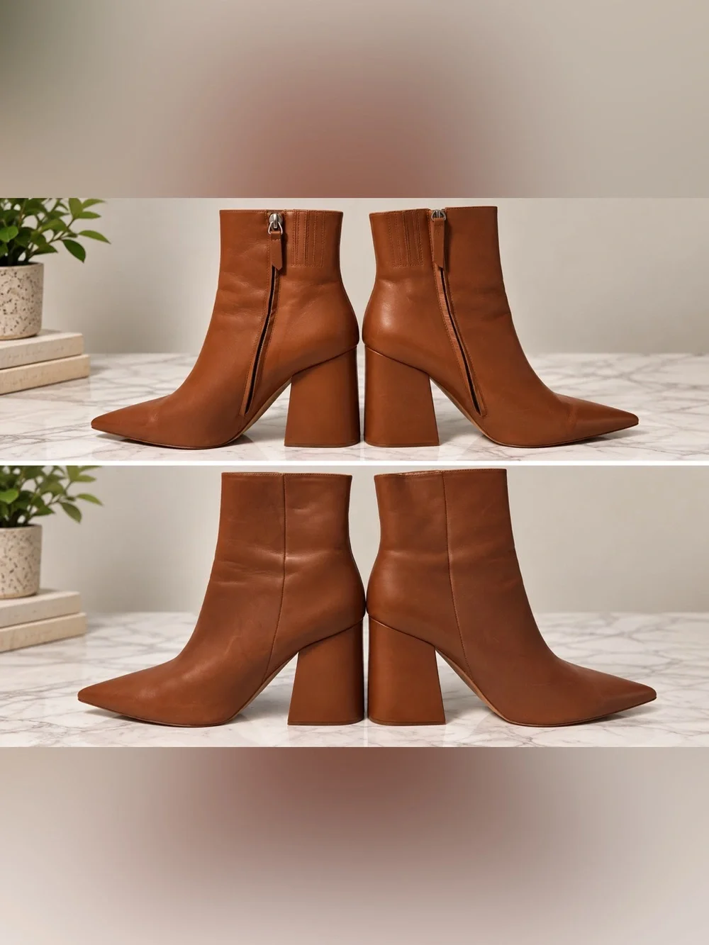 Pristine Leather✨ Alias Mae Cognac Pointed-Toe Ankle Boots | Size 9